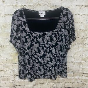JBS Black Glitter Floral Y2K Vintage Holiday Formal Top